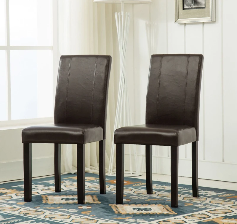Image of MCC Direct Set of 2 Faux Leather Dining Chairs in Brown Brown Unisex