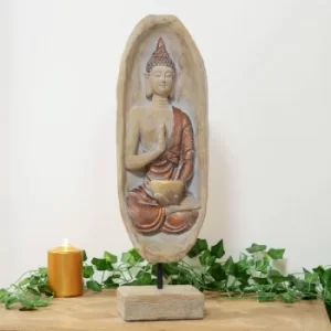 Image of Carved Wood Finish Thai Buddha Tealight Holder Ornament