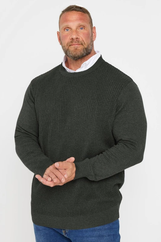 Image of BadRhino Cable Knit Mock Shirt Jumper Grey