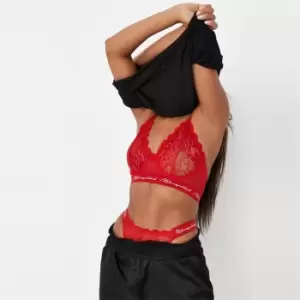 image of Missguided Triangle Lace Bra - Red