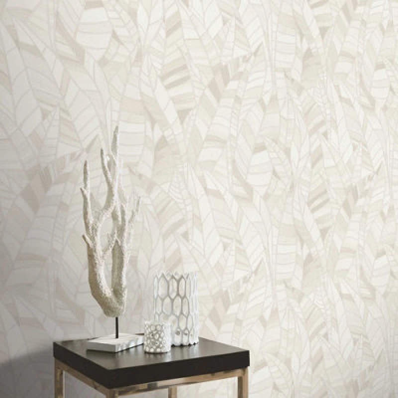 Image of Erismann Wallpaper Elle Decoration Serenade White and Cream Embossed Vinyl Wallpaper by Erismann White