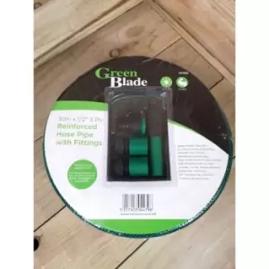 Image of 30m Reinforced Garden Hose Pipe / Hosepipe in Green with Fittings