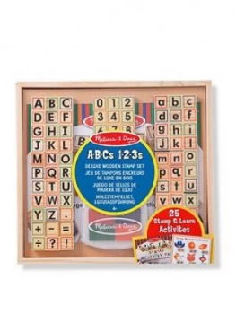 image of Melissa & Doug Deluxe Wooden Stamp Set Abc 123