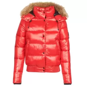 image of Superdry HIGH SHINE TOYA BOMBER womens Jacket in Red - Sizes S,M,L