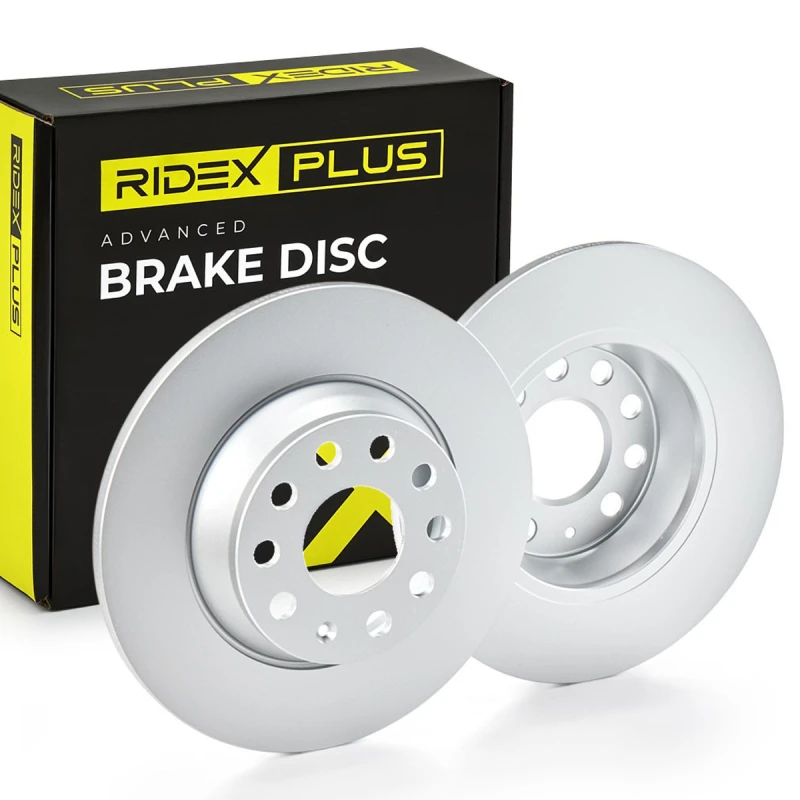 Image of RIDEX PLUS 82B2474P Brake disc Rear Axle, Solid, Grey Cast Iron, Coated, Untreated, without bolts/screws Grey Cast Iron Brake Disc (82)