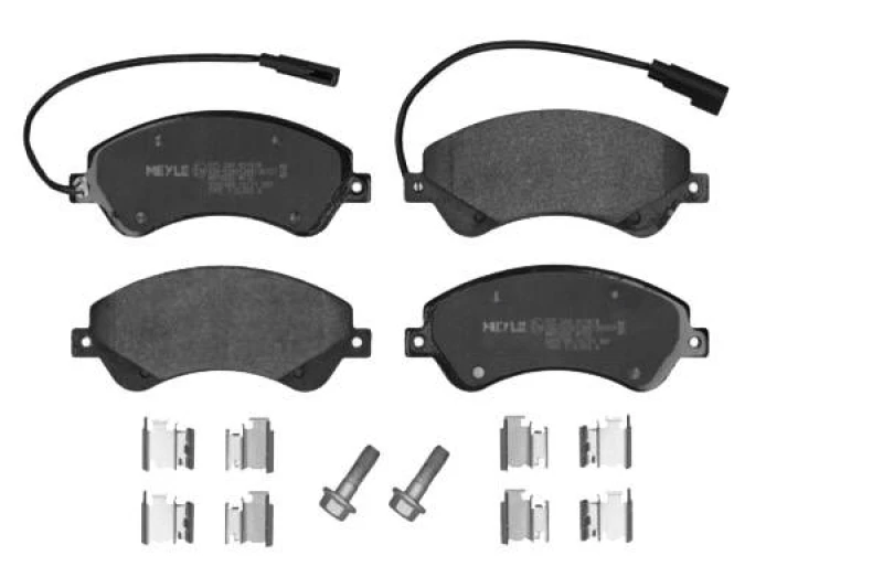 Image of MEYLE 025 244 8518/W Brake pad set Front Axle, incl. wear warning contact, Original Quality, with anti-squeak plate Brake Pad Set,disc brake (402)