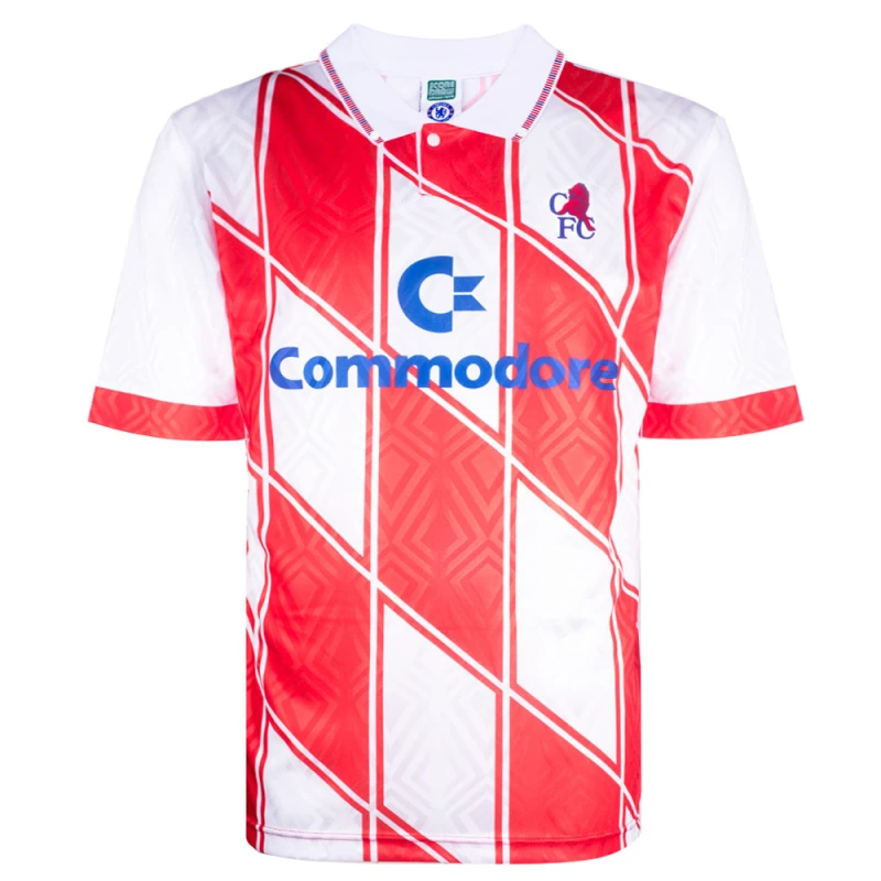Image of Score Draw Chelsea 1990 Away Retro Football Shirt CHEL90APYSS-S S Mens Sportswear