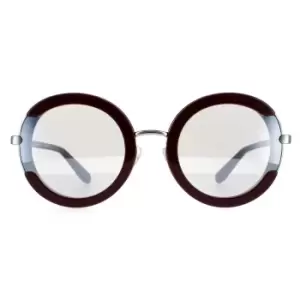 Round Burgundy Grey Sunglasses