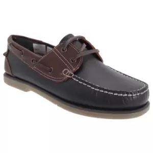 Image of Dek Mens Moccasin Boat Shoes (11 UK) (Navy Blue/BrownA Leather)