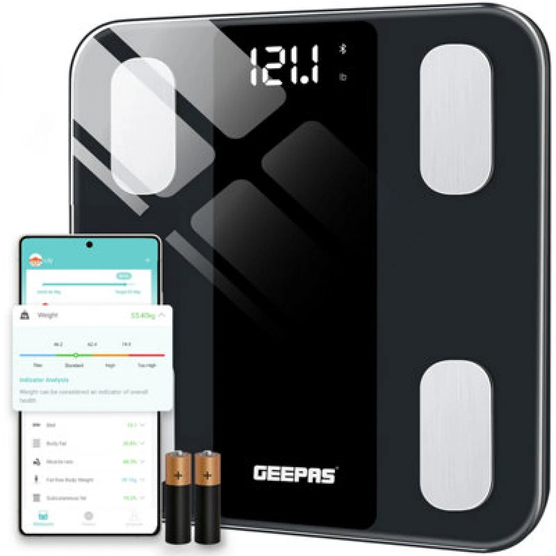 Image of Geepas Smart Body Fat Scale 14 Essential Body Metrics 180Kg/400Lb Capacity