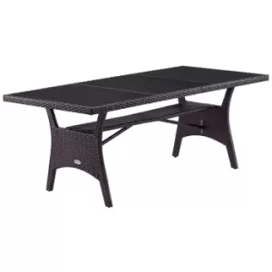 Image of Polyrattan Garden Table Takeo Brown 190x90x75cm WPC