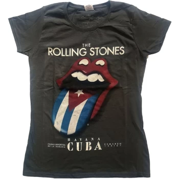 image of The Rolling Stones - Havana Cuba Womens Medium T-Shirt - Grey