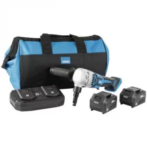 Image of Draper D20 20V Brushless Nibbler Kit (+2 x 3Ah Batteries, Twin Charger and Bag)