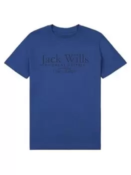 Image of Jack Wills Boys Script Short Sleeve T-Shirt - Blue Size 10-11 Years