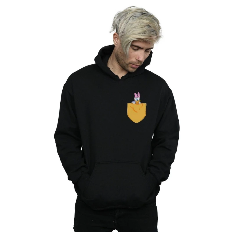 Image of Disney Men Daisy Duck Faux Pocket Hoodie in Black Size: Small Black S Male 5059114708406