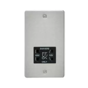 Image of Flat Plate 115/230V dual voltage shaver socket - brushed chrome with Black insert - Knightsbridge