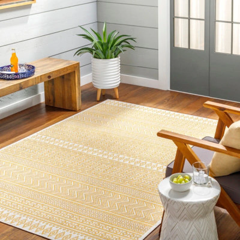 Image of Livabliss In- & Outdoor Global Saffron/beige Mimi Area Rug 200 X 275cm - Easy To Clean, Perfect For Patio, Balcony, Kitchen Or Dining Room