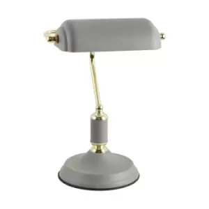 Image of Lampa Bankers Table Lamp, Matt Grey, Gold, White, 1x E27