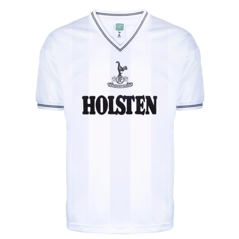 Image of Score Draw SD Tottenham Hotspur 1983 Retro Home Shirt Adults White/Blue male XS