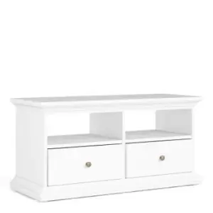 Paris TV Unit 2 Shelves 2 Drawers In White