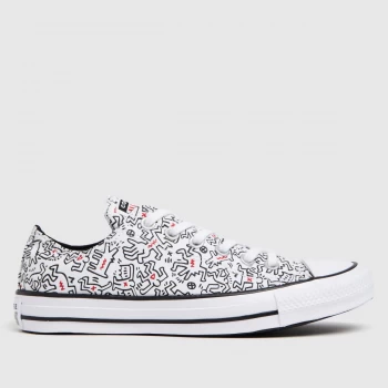 Converse White & Black Keith Haring Ox Trainers