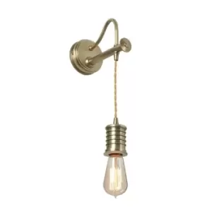 Image of Wall Light Sconce Twisted Cable Hanging Lamp Holder Aged Brass LED E27 60W