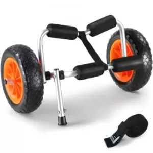 Image of VEVOR Heavy Duty Kayak Cart, 250lbs Load Capacity, Foldable Canoe Trolley Cart with 10'' Solid Tires, Nonslip Support Foot & Tie-Down Strap, for Kayak