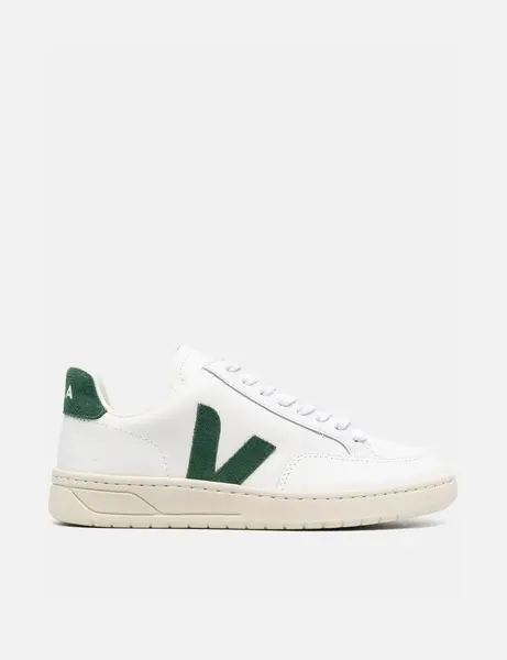 Image of Veja V-12 Leather Trainers - Extra White/Cypress