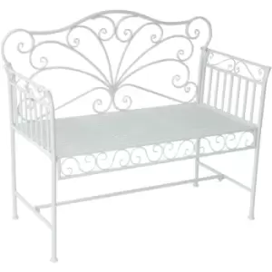 Image of Garden Bench Outdoor Furniture 2 Seater Patio Metal White - Outsunny