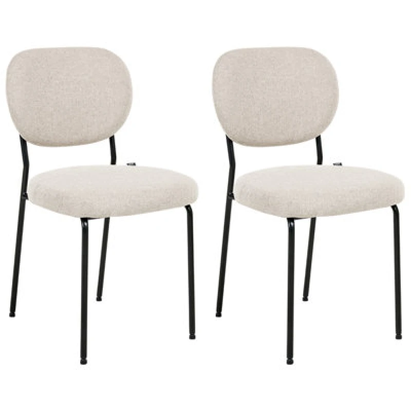 Image of Beliani Set Of 2 Dining Chairs Loleta Fabric Light Beige