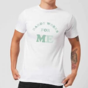 Image of My Little Rascal Daddy Works For Me Mens T-Shirt - White - 3XL