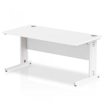 Image of Trexus Rectangular Desk White Cable Managed Leg 1600x800mm White Ref