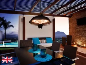 image of Estufa Outdoor Electrical Heater Ceiling Dome Pendant Black, Remote Control, IP44