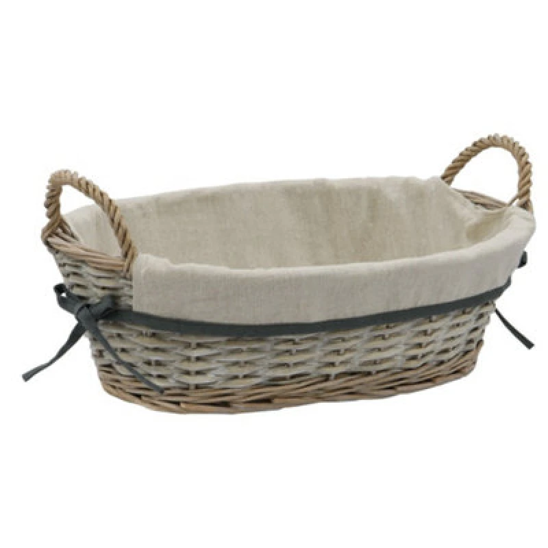 Image of JVL Arianna Oval Willow Storage Baskets, Grey Wash Mid Grey