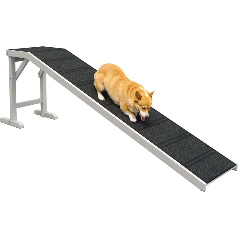 Image of Pawhut Pet Ramp For Dogs Cats With Non-Slip Carpet For Bed Sofa, White