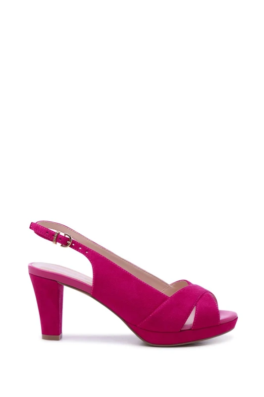 Image of Paradox London Womens Niara' Wide Fit High Platform Heeled Sandals in Fuchsia Size: 8E Fuchsia Female 8E