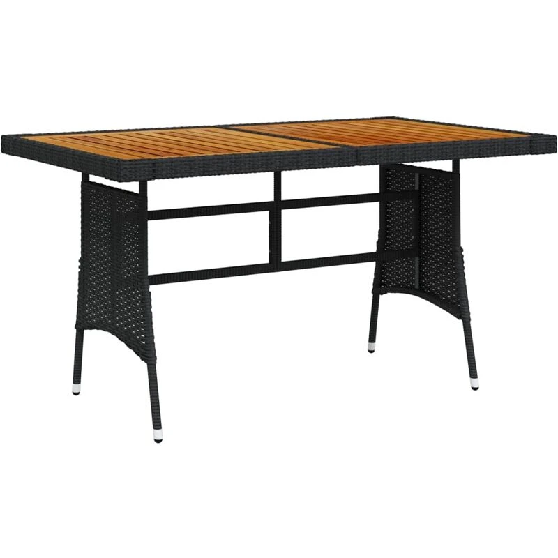 Image of VIDAXL Garden Table Black 130x70x72cm Poly Rattan & Solid Acacia Wood Vidaxl 8720286854044