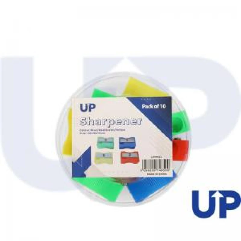 Image of UP Single Hole Plastic Pencil Sharpener Assorted (10 Pack) UP0124