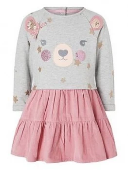 Image of Monsoon Baby Girls Bear 2-In-1 Dress - Pink