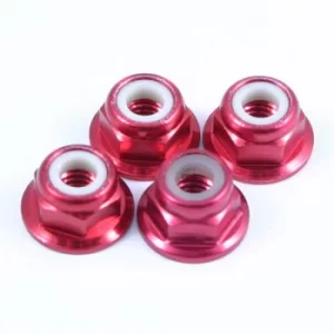 Fastrax M4 Red Flanged Locknuts 4Pcs