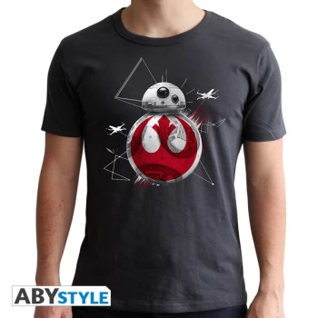 Image of Star Wars - Bb8 E8 Mens Large T-Shirt - Grey