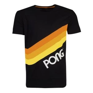 image of Atari - Pong Wave Stripe Mens Large T-Shirt - Black