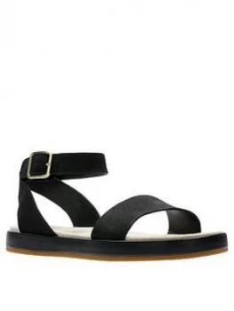 Clarks Botanic Ivy Flat Sandal - Black Nubuck, Size 5, Women