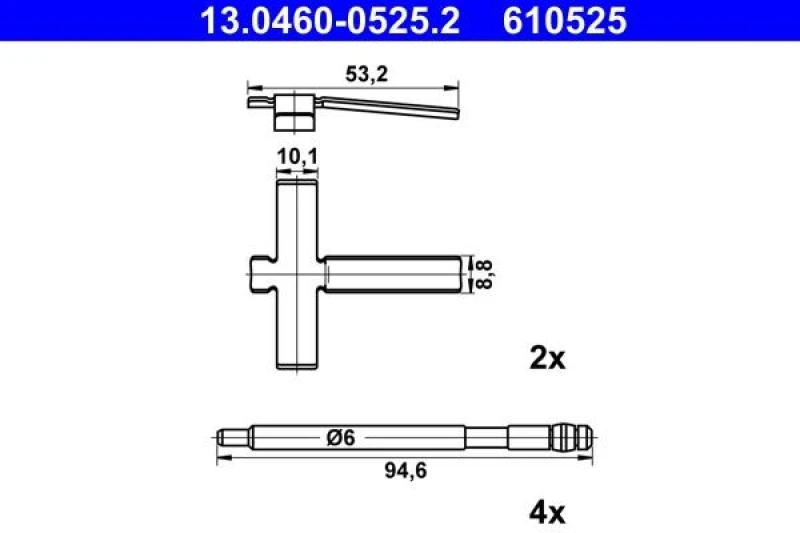 Image of Brake pad fitting kit ATE 13.0460-0525.2
