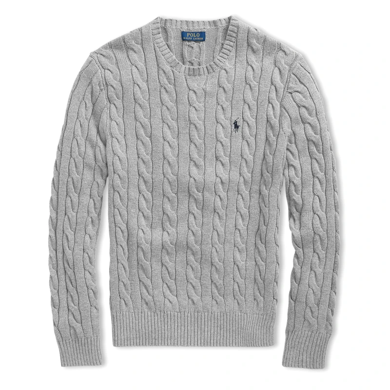 Image of Polo Ralph Lauren Cable Knit Jumper Fawn Gry Htr male XL