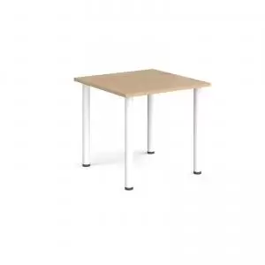 image of Rectangular white radial leg meeting table 800mm x 800mm - kendal oak