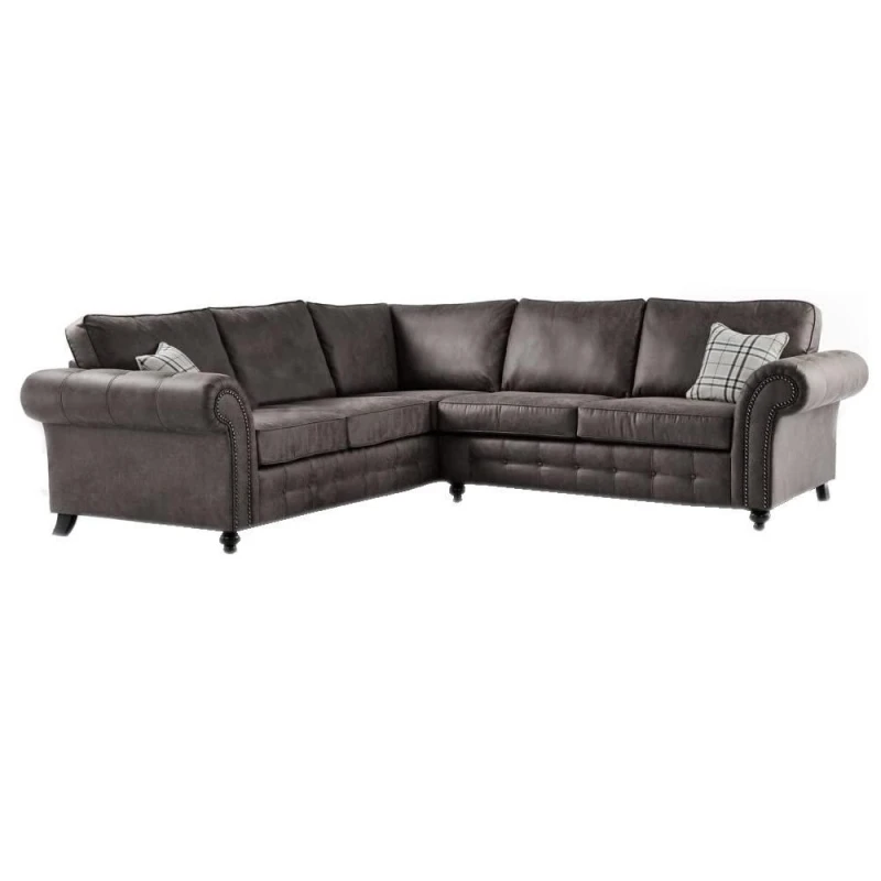 Image of LUXURY LIFE Oakley Corner Fabric Sofa Charcoal