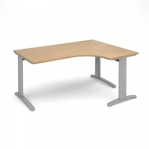 Image of TR10 Deluxe Right Hand Ergonomic Desk 1600mm - Silver Frame Oak Top