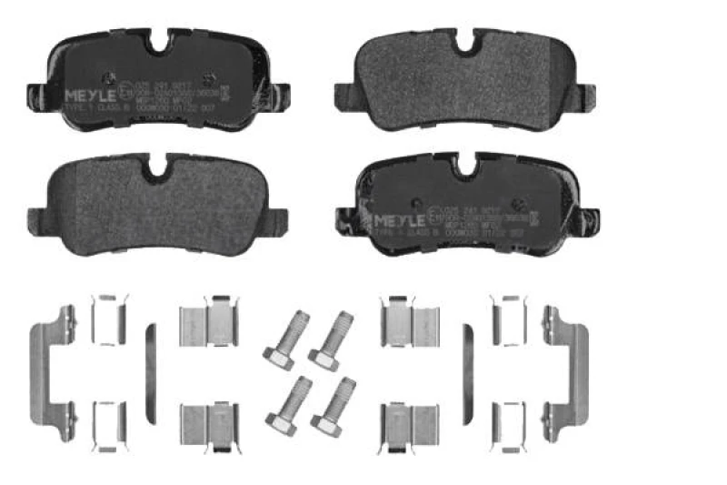 Image of MEYLE 025 241 9217 Brake pad set Rear Axle, prepared for wear warning indicator, with accessories, Original Quality, with brake caliper screws Brake