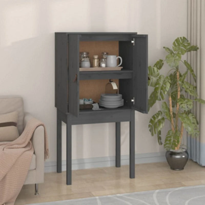 Image of Vidaxl Highboard Grey 60X40X120 Cm Solid Wood Pine, Grey 821746